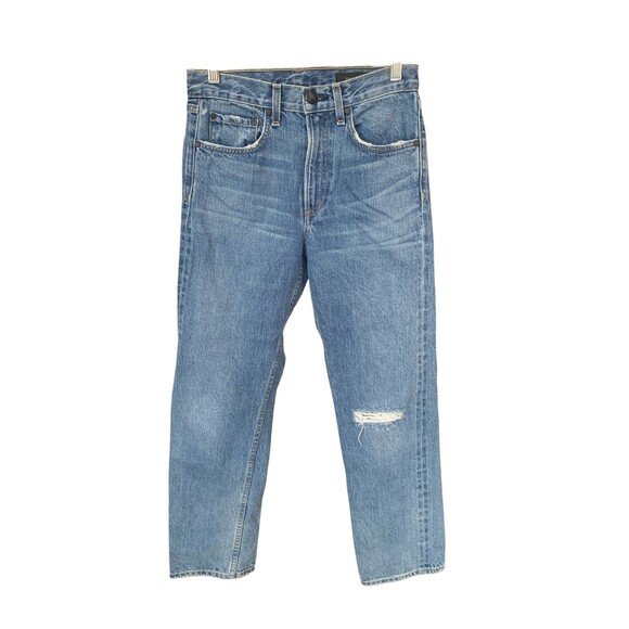 Rag & Bone Bellhouse Women’s Jeans Size 24 Straight Leg Blue Distressed Denim - Picture 1 of 9
